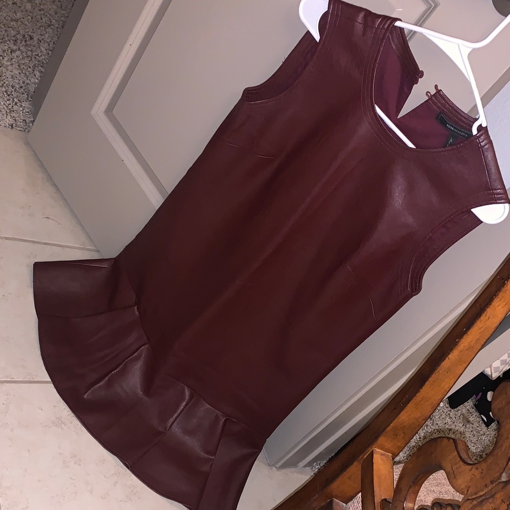 BCBGMaxAzria Deep Burgundy Leather Lined Dress